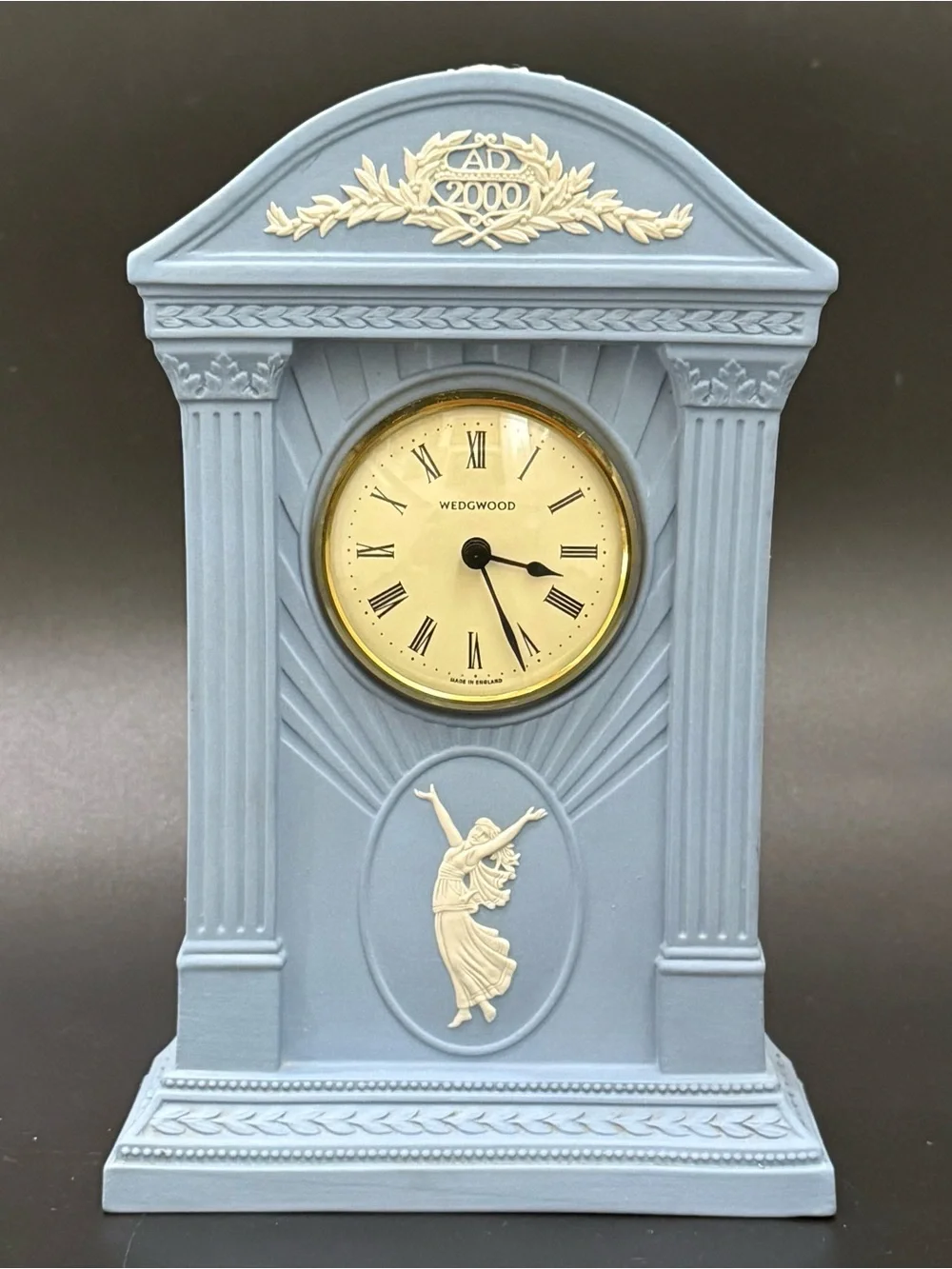 Vintage Y2K 2000 WEDGWOOD Blue Jasperware Millennium Mantel Clock Made England